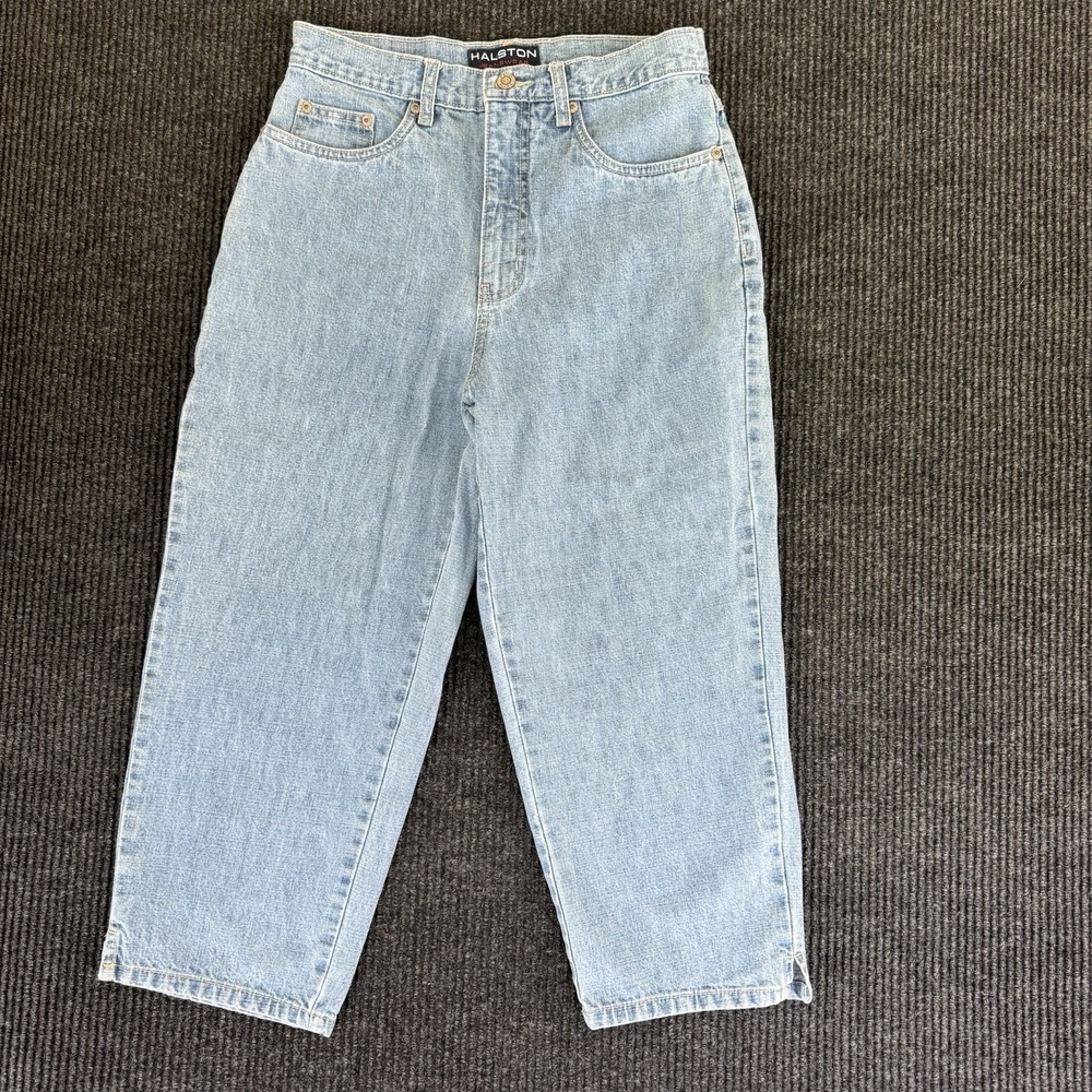 Halston Jeanswear Light Blue Denim Mom Jeans Capris Pants 5-Pocket 90s Size 6